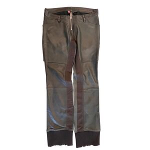 Diesel Leather Pants Moto Style Ribbed Cuffs Accents Designer Size 28 Streetwear